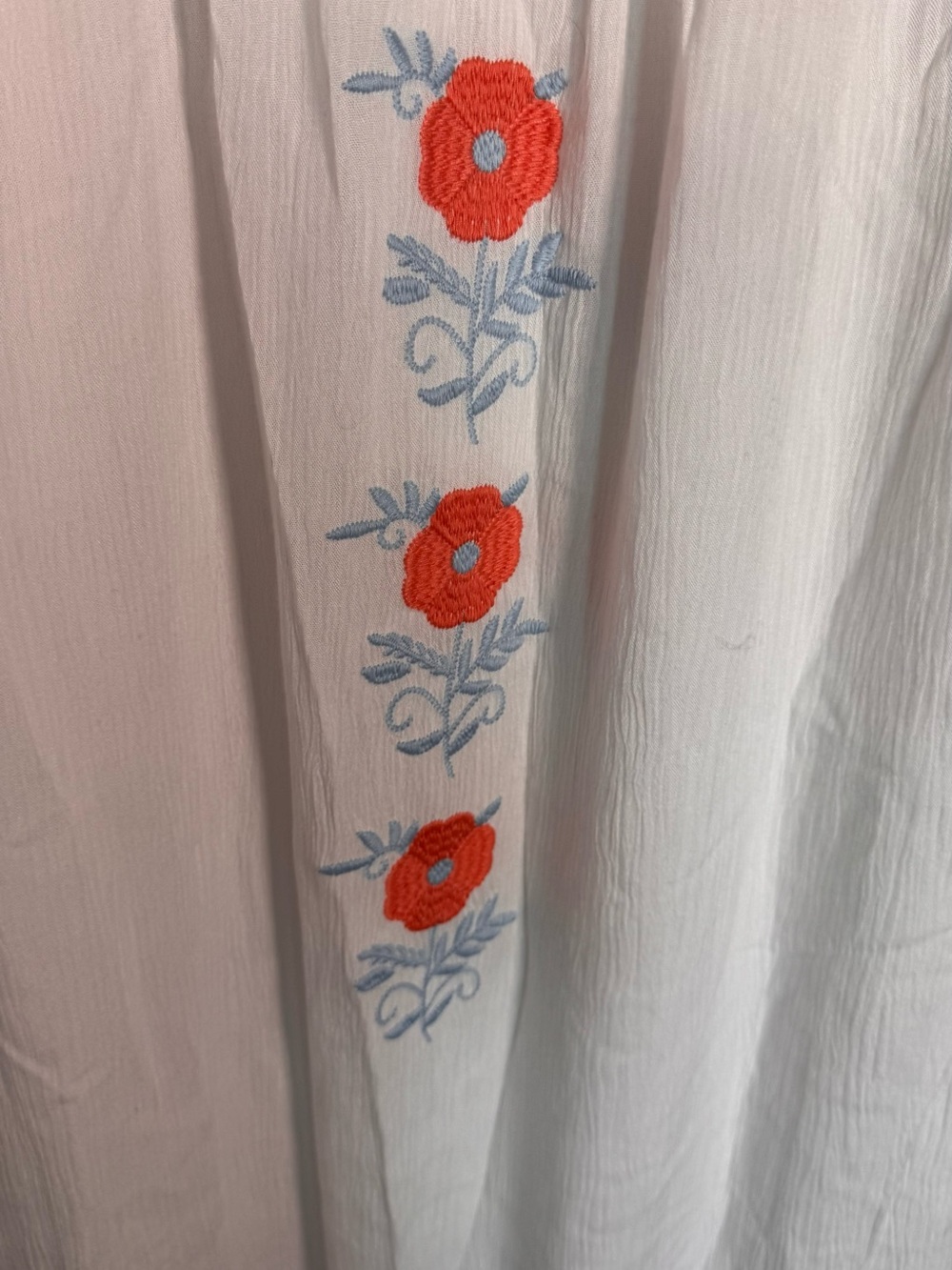 J. Marie Embroidered Boho Midi Dress White Floral Flutter Sleeve Cottagecore M - Picture 5 of 12